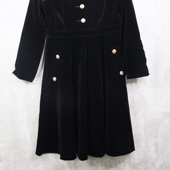 Fei In Van Midi Dress Womens Size 10 Black Velvet Button Up Victorian Cosplay - Picture 4 of 7